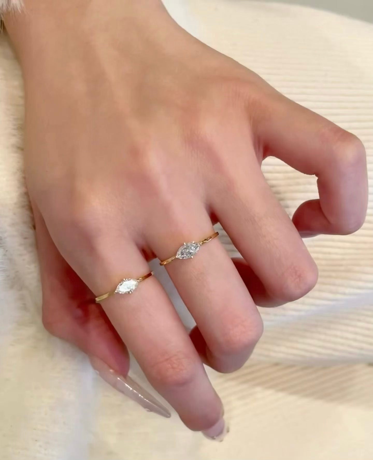 9K Gold - 0.5ct - Marquise Diamond Ring  | Bespoke Moment Recommendation